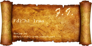 Fühl Irma névjegykártya